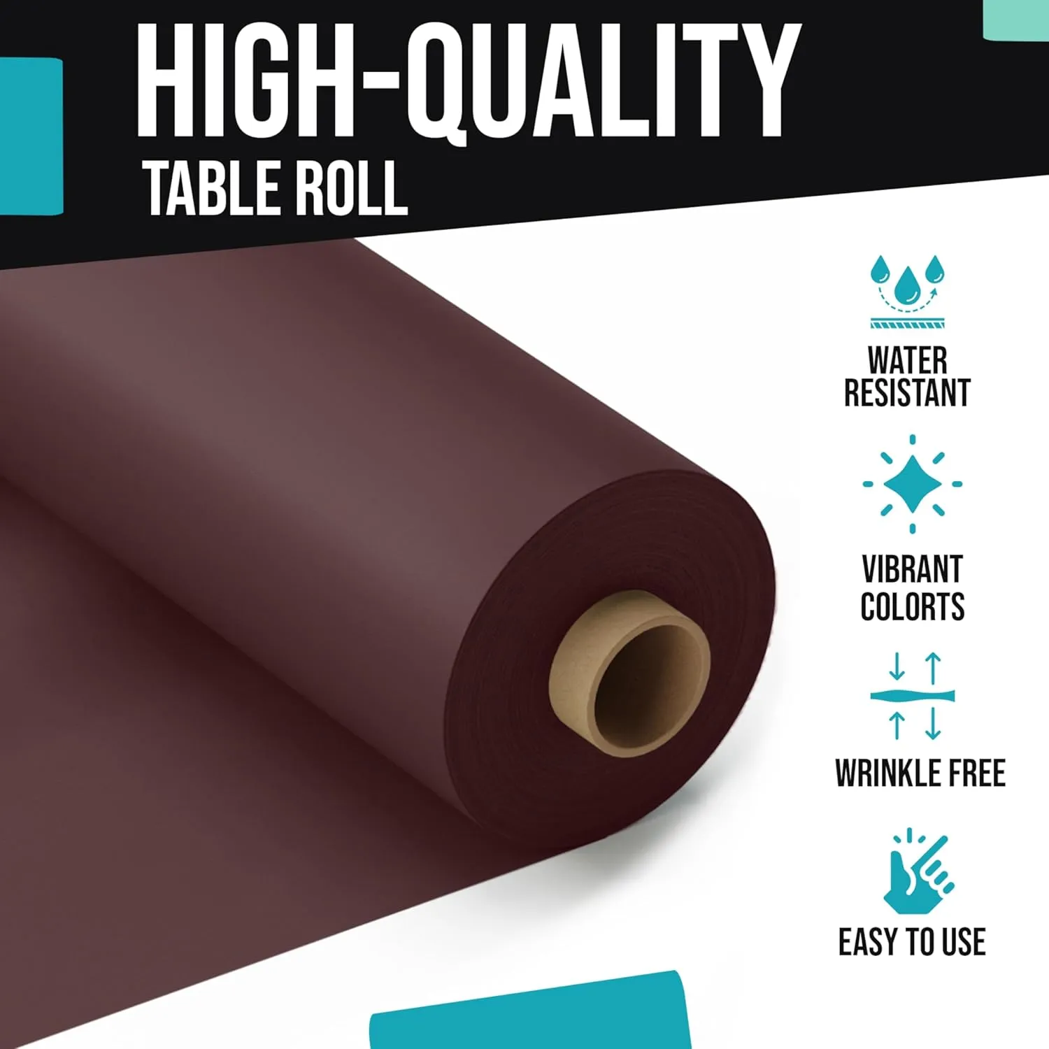 Exquisite Brown Plastic Rectangular Tablecloth Roll, 40'' x 300' - Premium Quality Disposable Banquet Table Covers, Ideal for Parties & Events