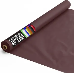 Exquisite Brown Plastic Rectangular Tablecloth Roll, 40'' x 300' - Premium Quality Disposable Banquet Table Covers, Ideal for Parties & Events
