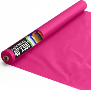 Exquisite Party Solids Cerise Plastic Table Cover Roll 40" X 300' Table Cloth Plastic Cover Roll - Premium Quality Thick 0.5 MIL Banquet Rolls - Disposable Tablecloth Rolls