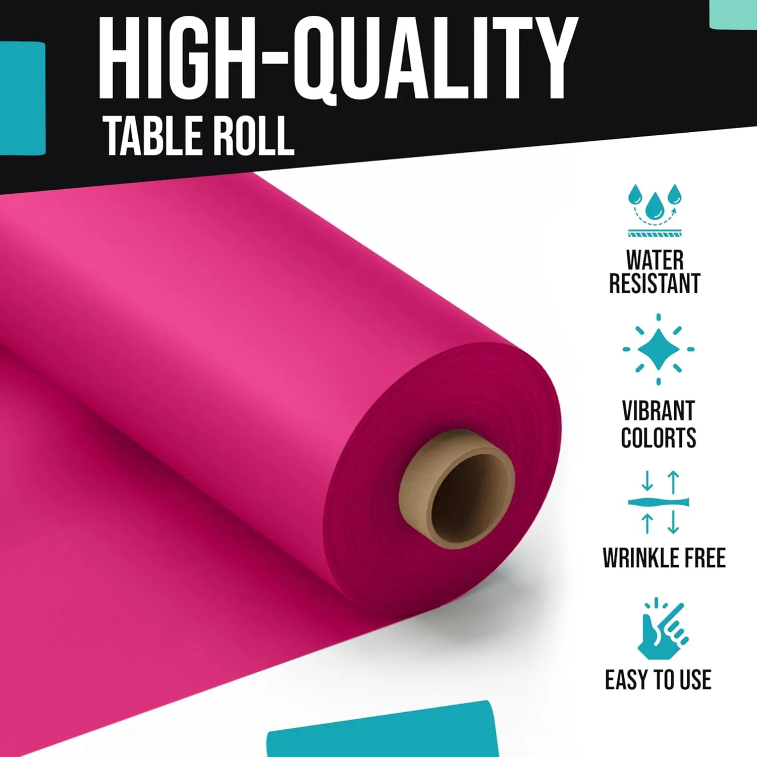 Exquisite Party Solids Cerise Plastic Table Cover Roll 40" X 300' Table Cloth Plastic Cover Roll - Premium Quality Thick 0.5 MIL Banquet Rolls - Disposable Tablecloth Rolls