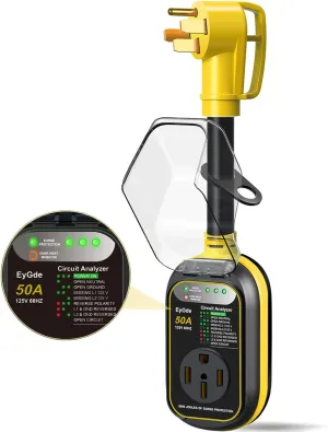 EyGde RV Surge Protector 50 Amp Waterproof - 50A RV Analyzer Voltage Protection Power Guard for Camper Travel Trailer, Yellow