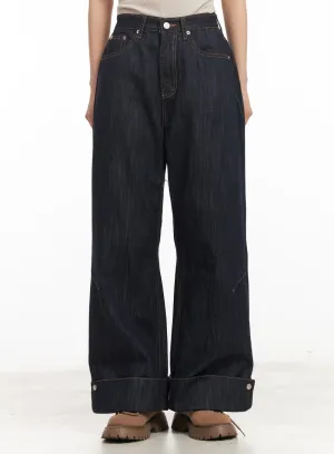 Faith Roll-Up Wide-Leg Jeans CM503