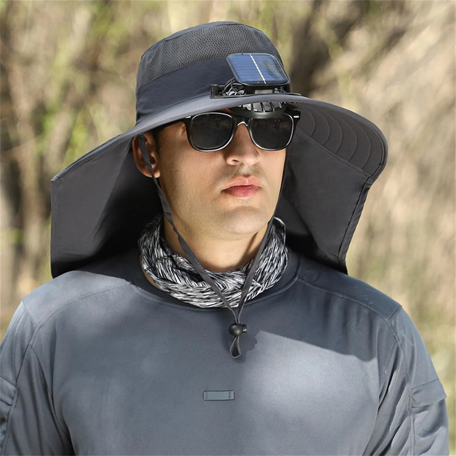 Fan Hat, Fishing Hat, Large Shawl Neck Protector, Big Wind Solar Rechargeable Fan, Suitable for Outdoor Fisherman
