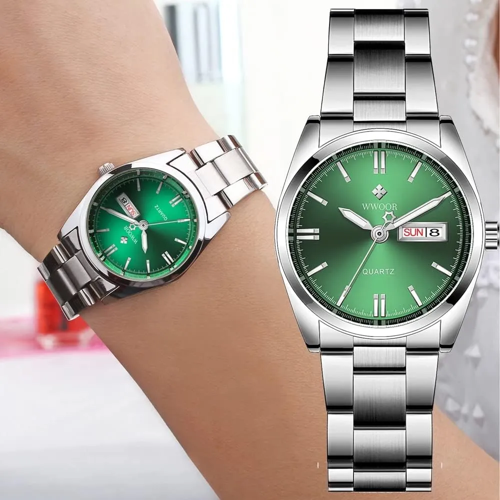FANMIS Womens Fashion Casual Analog Quartz Date Week Ladies Business Dress Waterproof Stainless Steel Watches