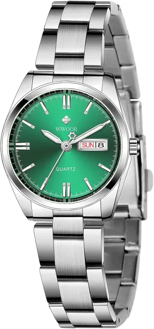 FANMIS Womens Fashion Casual Analog Quartz Date Week Ladies Business Dress Waterproof Stainless Steel Watches