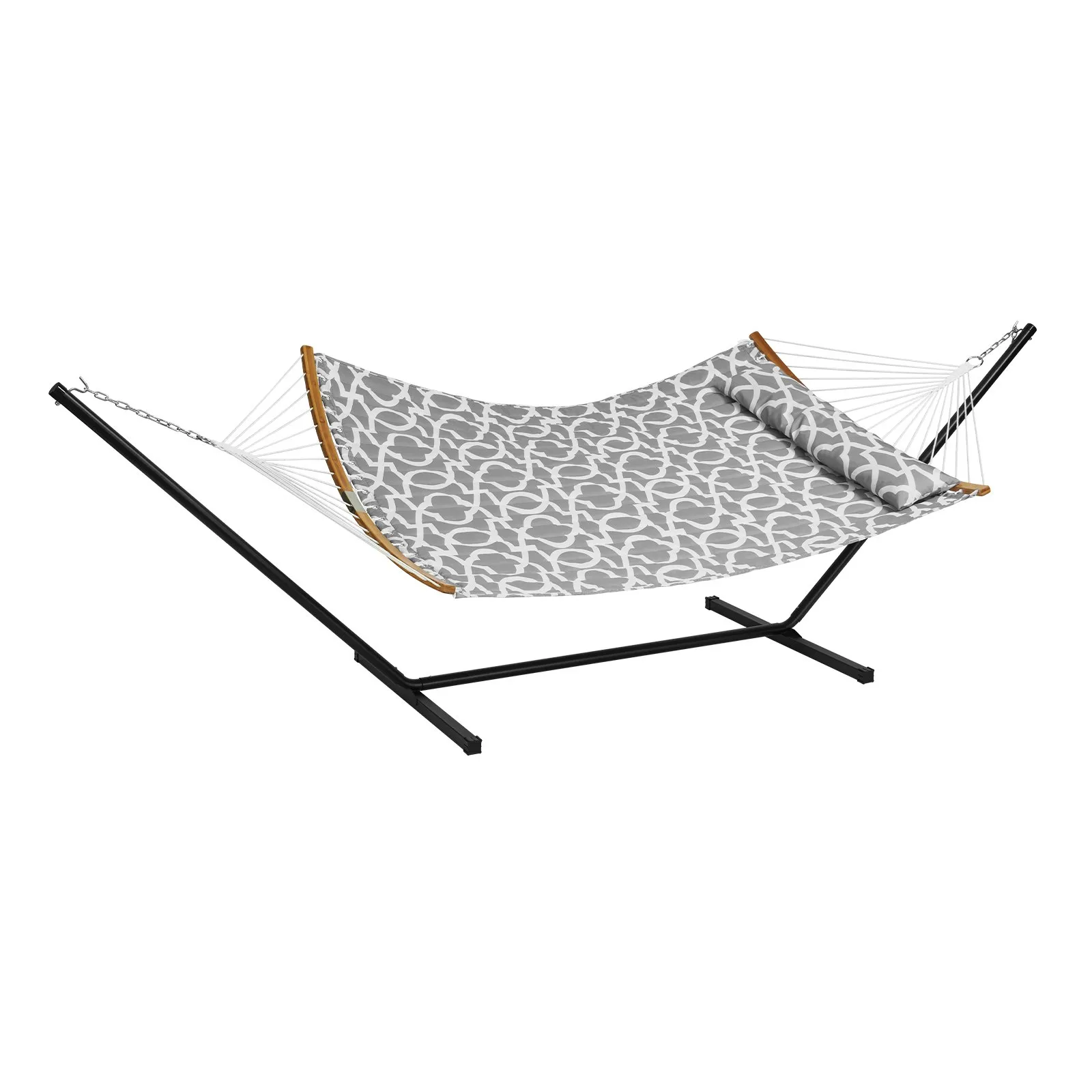 (FINAL PRICES ARE LOWER ON OUR SITE!) VEVOR Two Person Hammock with Stand Included, Double Hammock with Curved Spreader Bar and Detachable Pillow and Portable Carrying Bag, Perfect for Outdoor Freestanding Hammock, 480lb Capacity