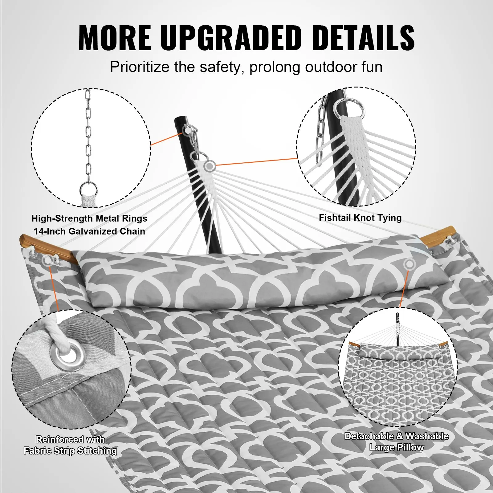 (FINAL PRICES ARE LOWER ON OUR SITE!) VEVOR Two Person Hammock with Stand Included, Double Hammock with Curved Spreader Bar and Detachable Pillow and Portable Carrying Bag, Perfect for Outdoor Freestanding Hammock, 480lb Capacity