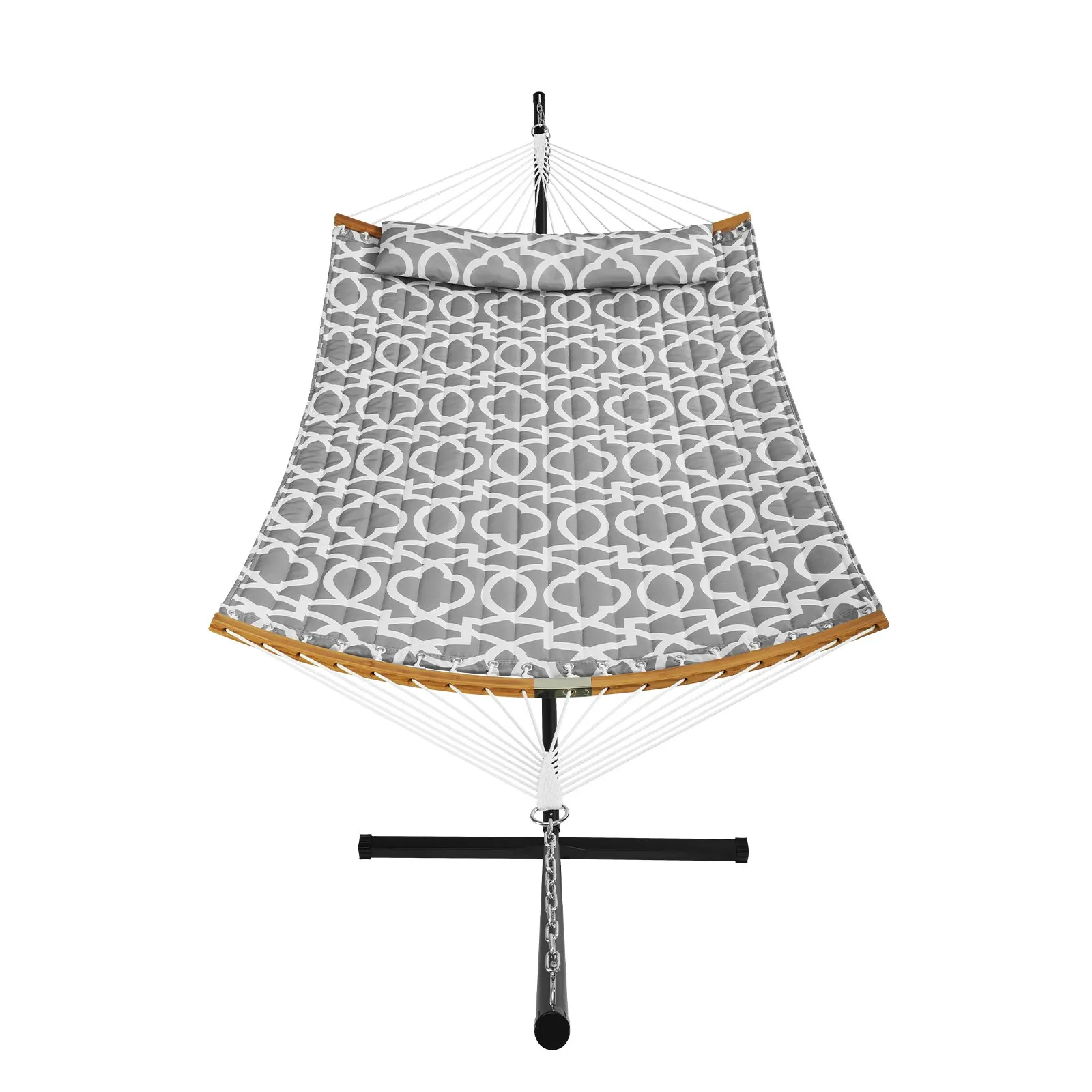 (FINAL PRICES ARE LOWER ON OUR SITE!) VEVOR Two Person Hammock with Stand Included, Double Hammock with Curved Spreader Bar and Detachable Pillow and Portable Carrying Bag, Perfect for Outdoor Freestanding Hammock, 480lb Capacity