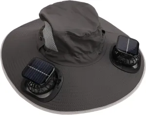Fisherman Hat, USB Rechargeable Solar Powered Fan Hat for Men for Outdoor Sports