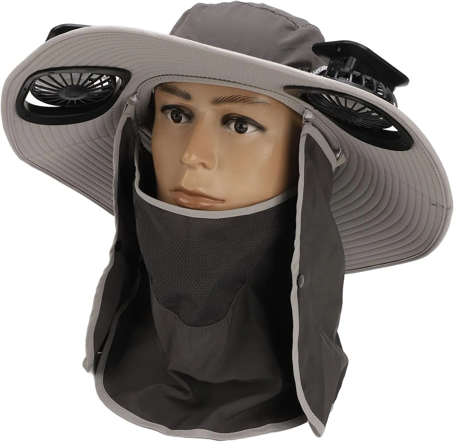 Fisherman Hat, USB Rechargeable Solar Powered Fan Hat for Men for Outdoor Sports