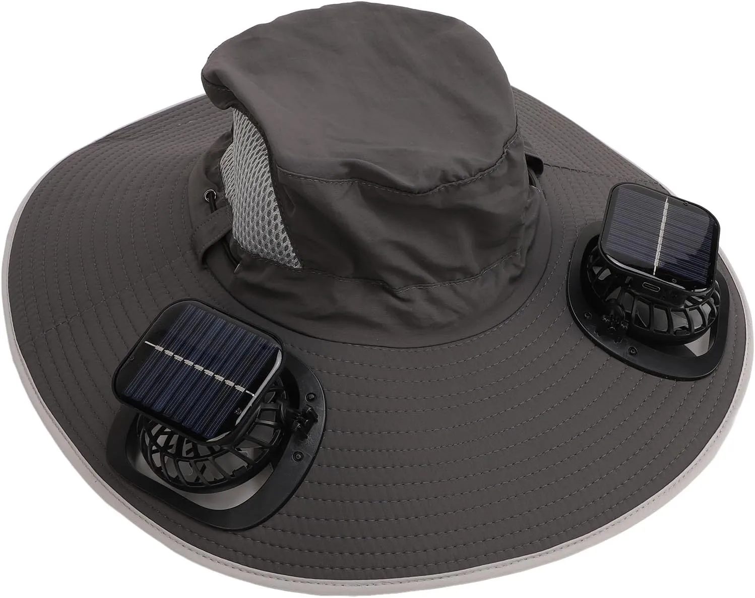 Fisherman Hat, USB Rechargeable Solar Powered Fan Hat for Men for Outdoor Sports