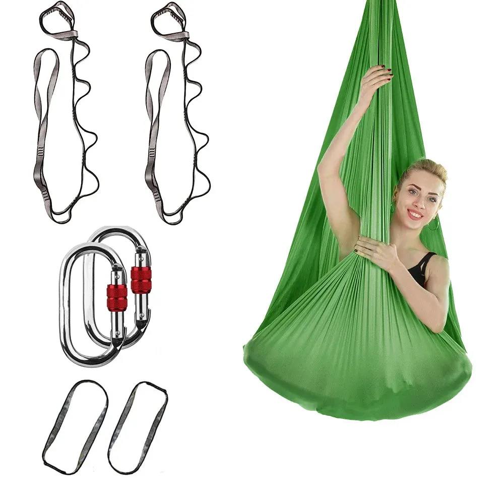 FITNESS 4.37 Yards Aerial Yoga Hammock Set- Durable Aerial Silks with Extension Straps and Carabiners Inversion Practice