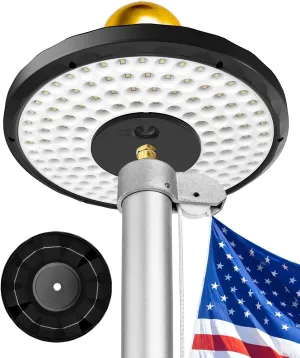Flag Pole Light Solar Powered, 132 LED Ultra-Bright Flag Light with 2600mAh Rechargeable Battery Waterproof IP65, 3 Brightness Levels, Auto On/Off Dusk to Dawn, Solar-Powered for 15-25 Ft Flagpoles