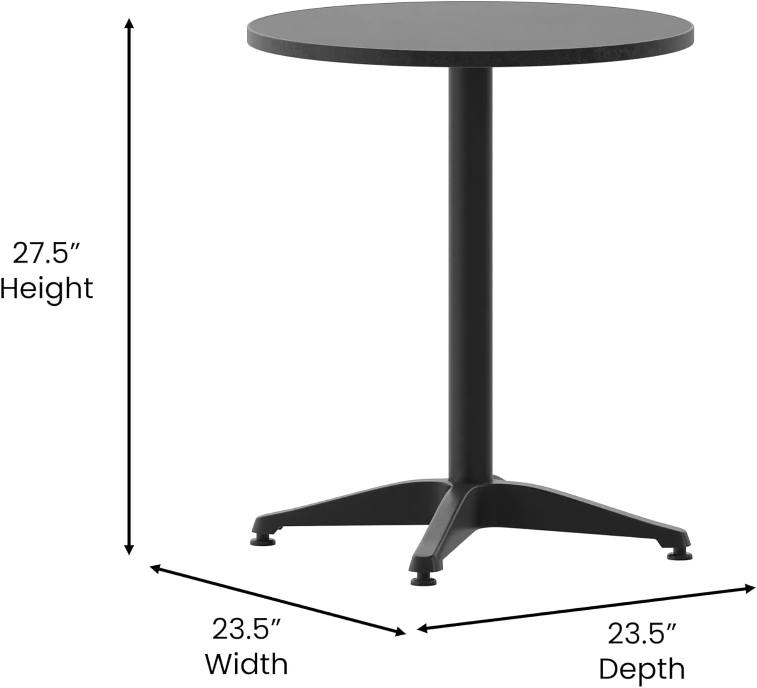 Flash Furniture Mellie 23.5'' Round Metal Indoor-Outdoor Table with Base, Black