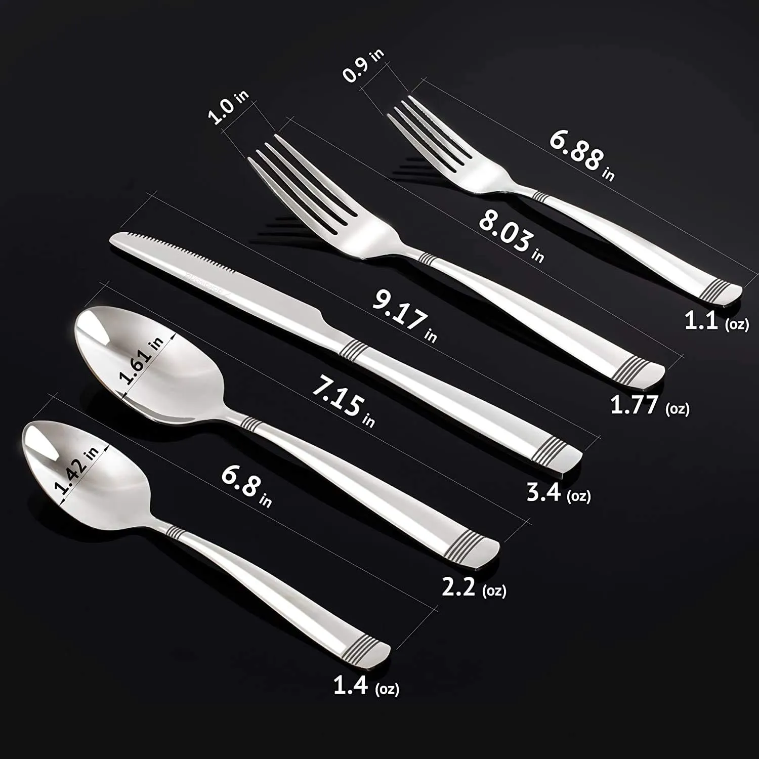Flatware, Silverware Set for 8 persons, 40 Piece - Spoons, Forks, and Knives 18/10 Stainless Steel