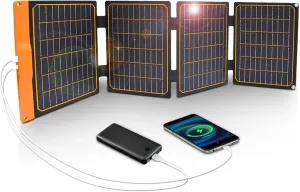 FlexSolar 40W Foldable Solar Panel Chargers 18W USB-A USB-C Portable Power Emergency ETFE Monocrystalline Small Panels IP67 Waterproof Camping Hiking Backpacking for Phones Power Banks Tablets