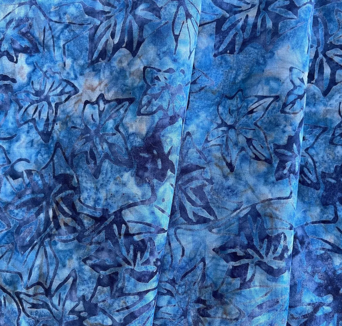 Floating Indigo Maple Leaves Cotton Batik (Made in Indonesia)