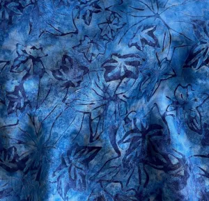 Floating Indigo Maple Leaves Cotton Batik (Made in Indonesia)