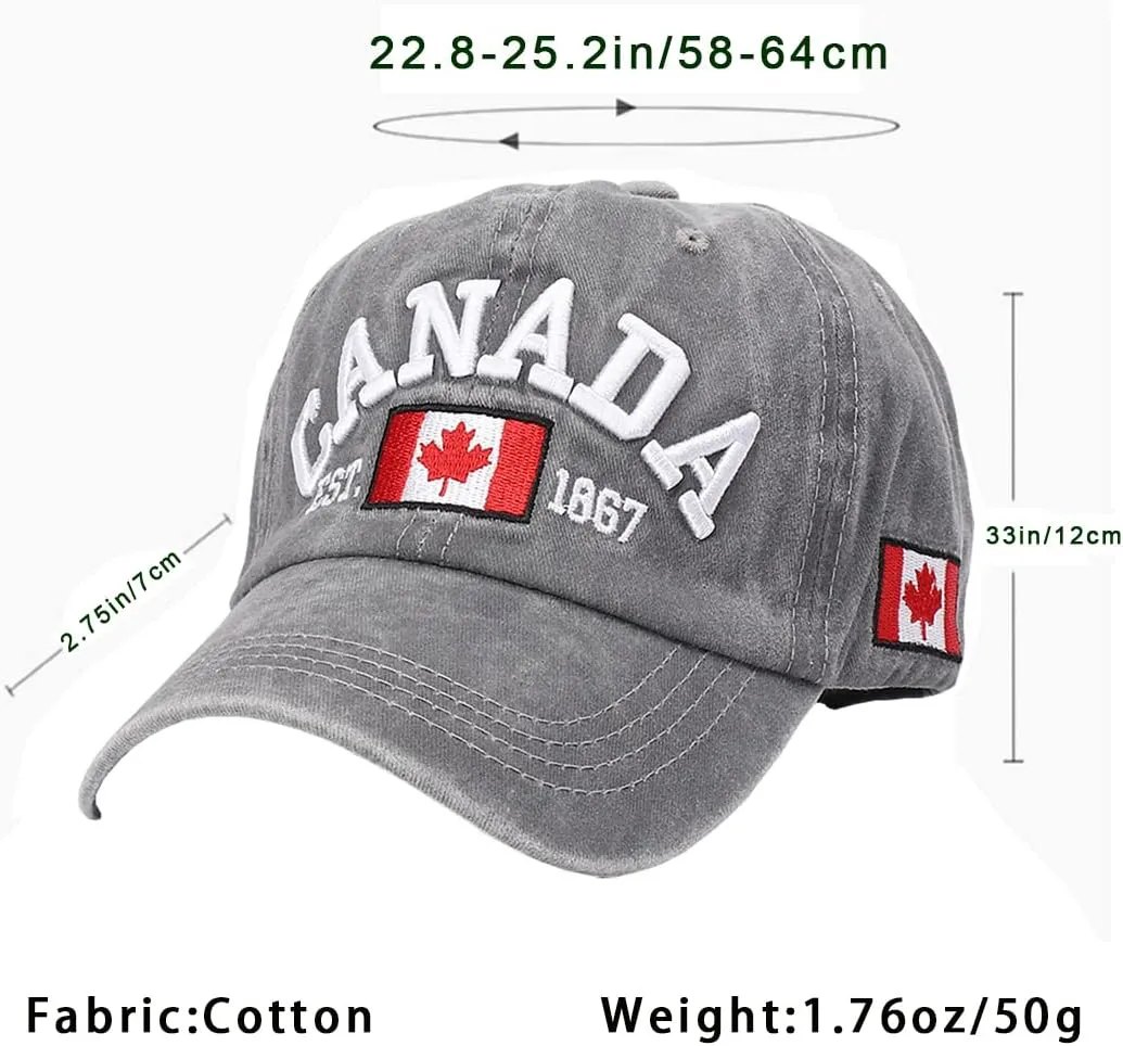 Foetest Adjustable Cap Cotton Hat Baseball Cap Canada Cap Hat Flag Cap Casual Headwear Embroidery