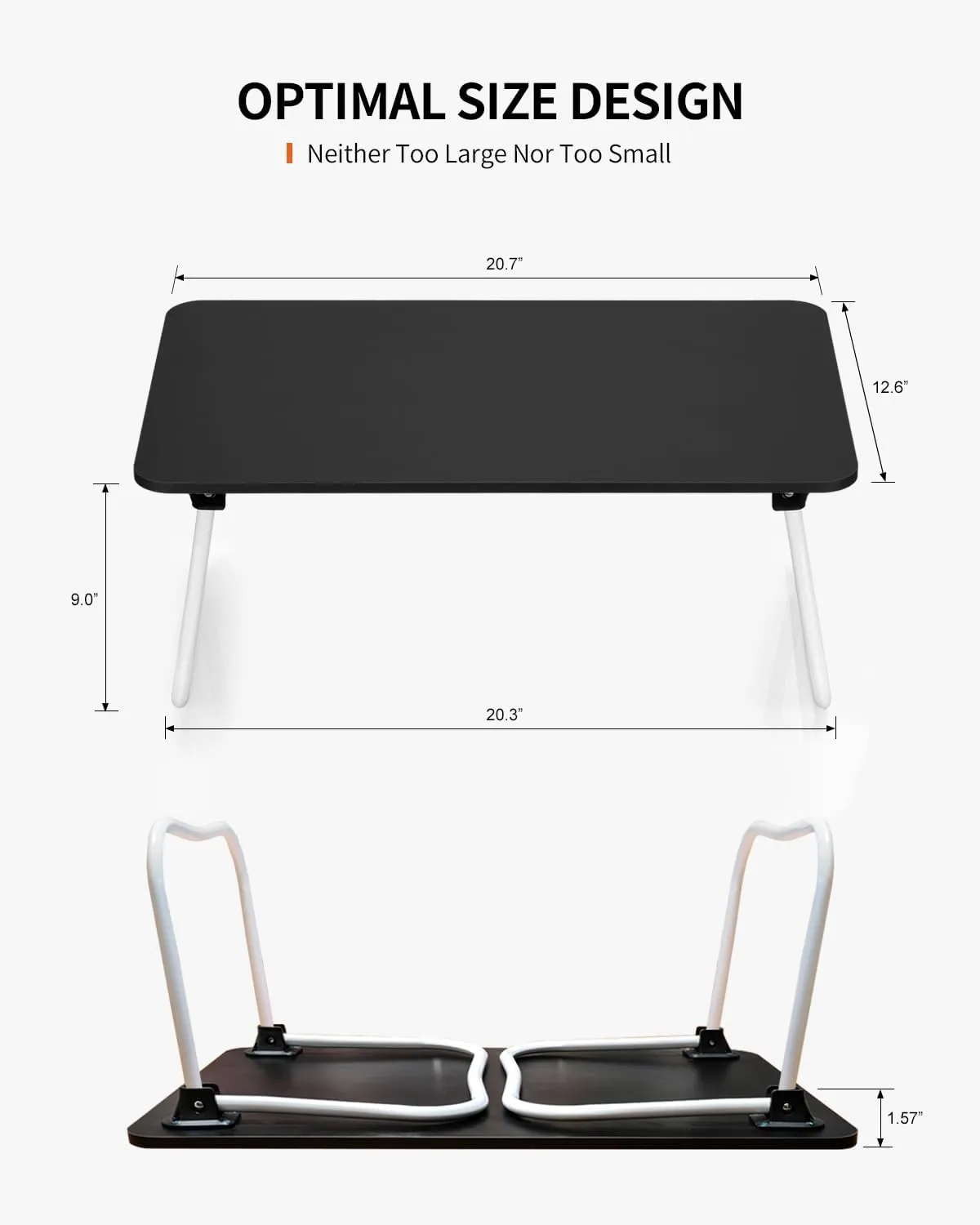 Foldable Laptop Desk, Portable Lap Desk Bed Table, Lightweight Breakfast Table Tray Desk, Laptop Stand, Mini Table for Working Writing Drawing Eating Picnic-Black