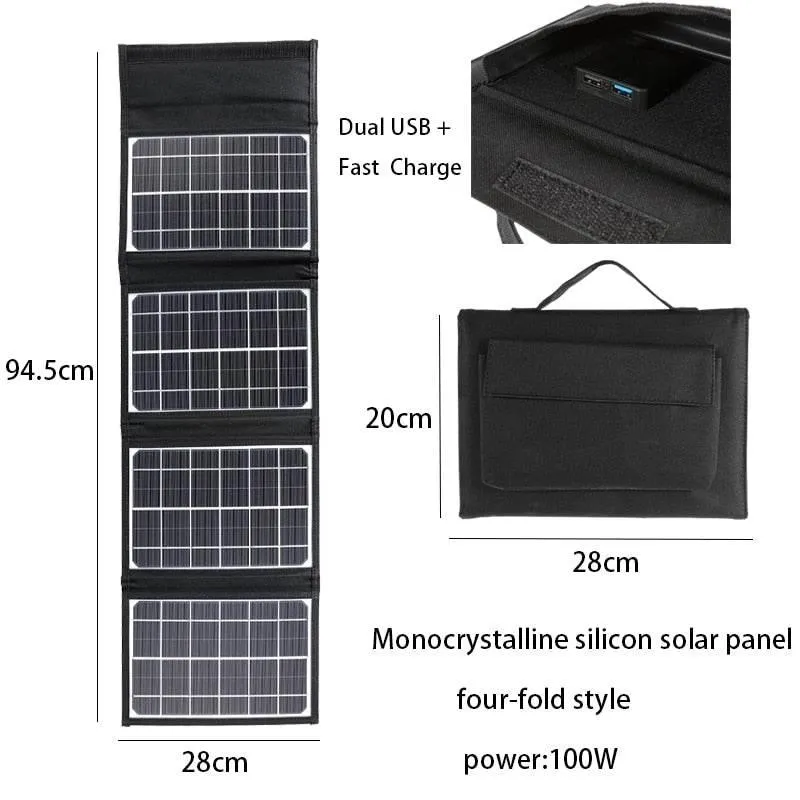 Foldable Solar Power Bank - Portable Travel Charger