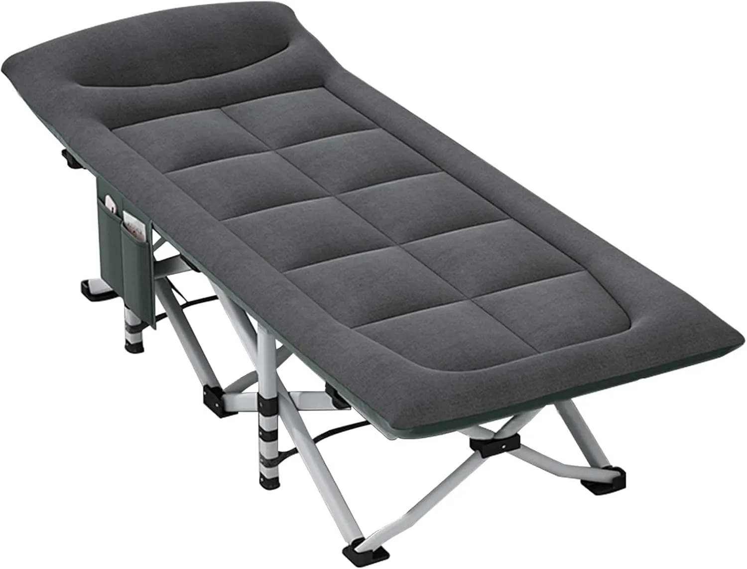Folding Camping Cot with Mattress and Pillow, Portable No Installation Lightweight Adult Sleeping Bed for Home,Office,Camping and Travelling (Black)