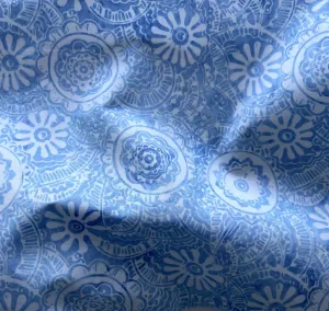 Folk Art Orbs Powder Blue Cotton Batik (Made in Indonesia)