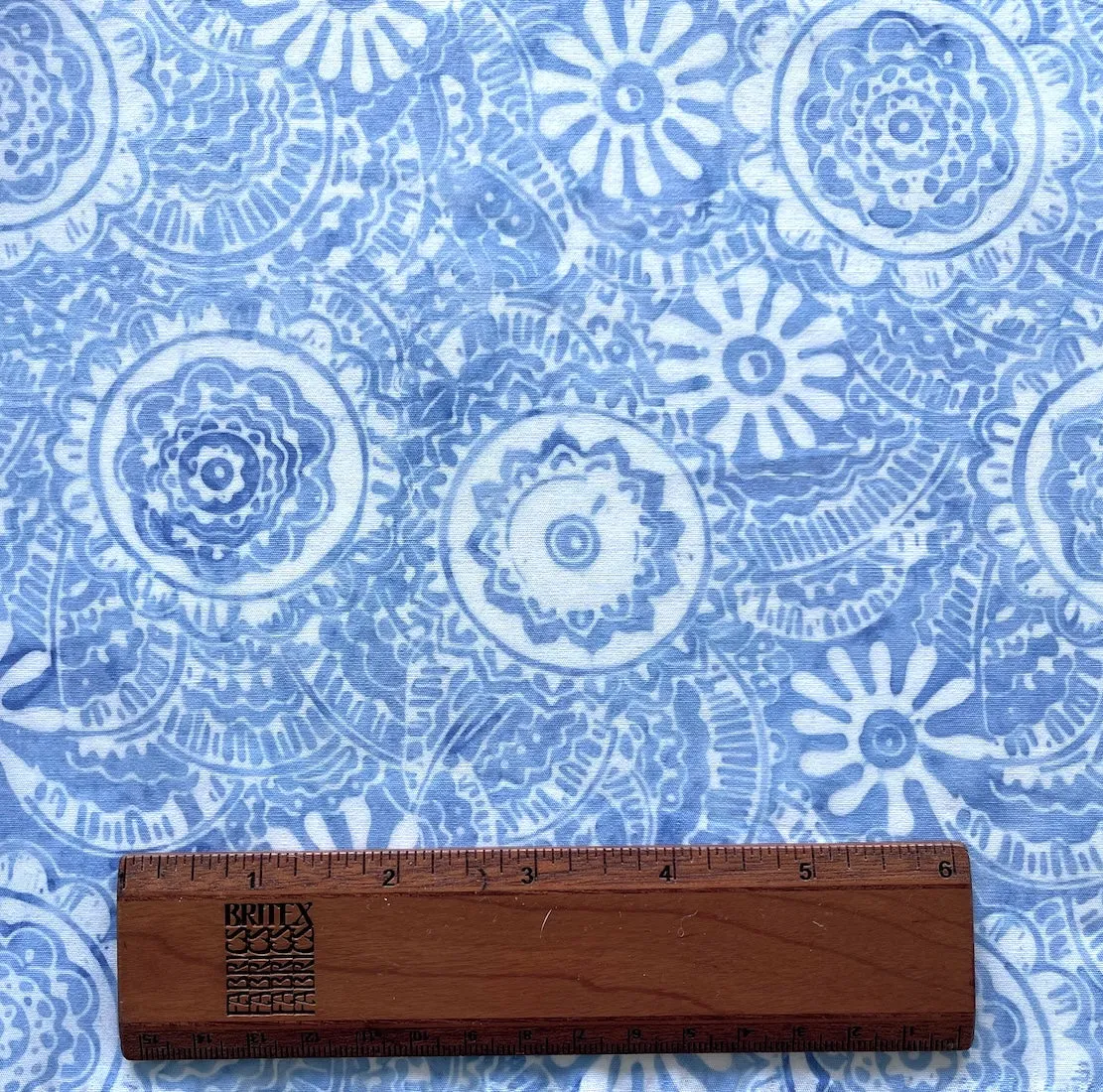 Folk Art Orbs Powder Blue Cotton Batik (Made in Indonesia)