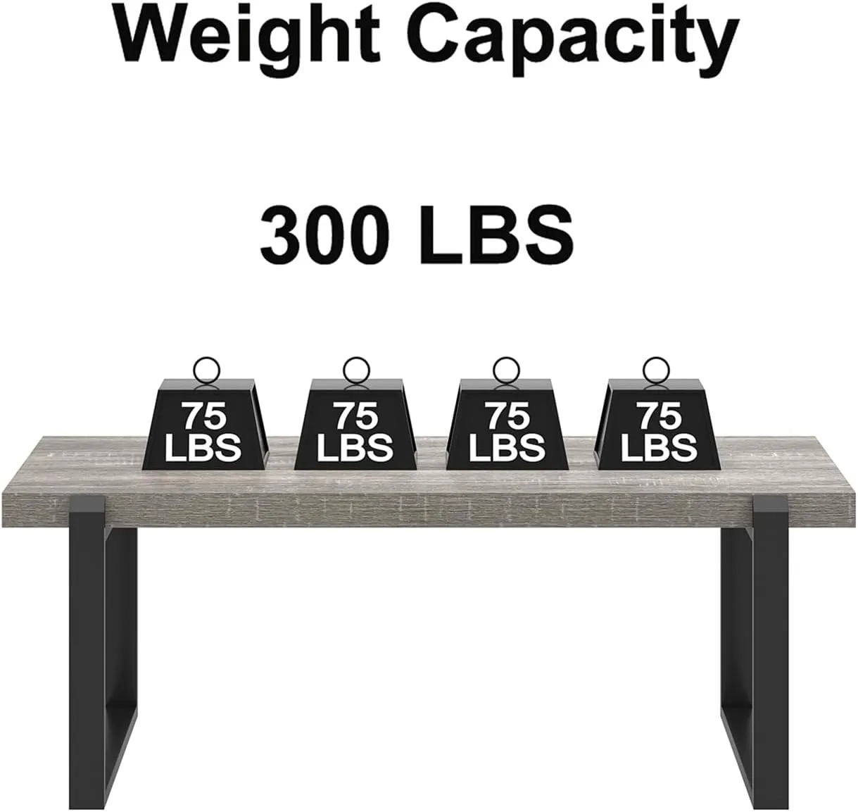 FOLUBAN Modern Coffee Table, Rustic Wood and Metal Center Table, Retro Small Cocktail Tea Table for Living Room, Light Grey, 44 Inch