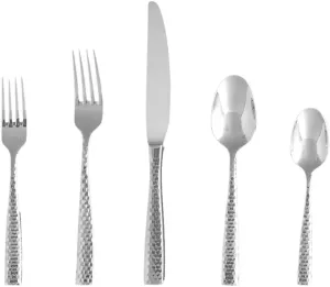 Fortessa Lucca Flatware Set, 20-Piece, Faceted Stainless
