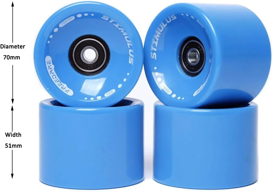 FREEDARE 70mm Longboard Wheels with ABEC-7 Bearings and Spacers(Set of 4)