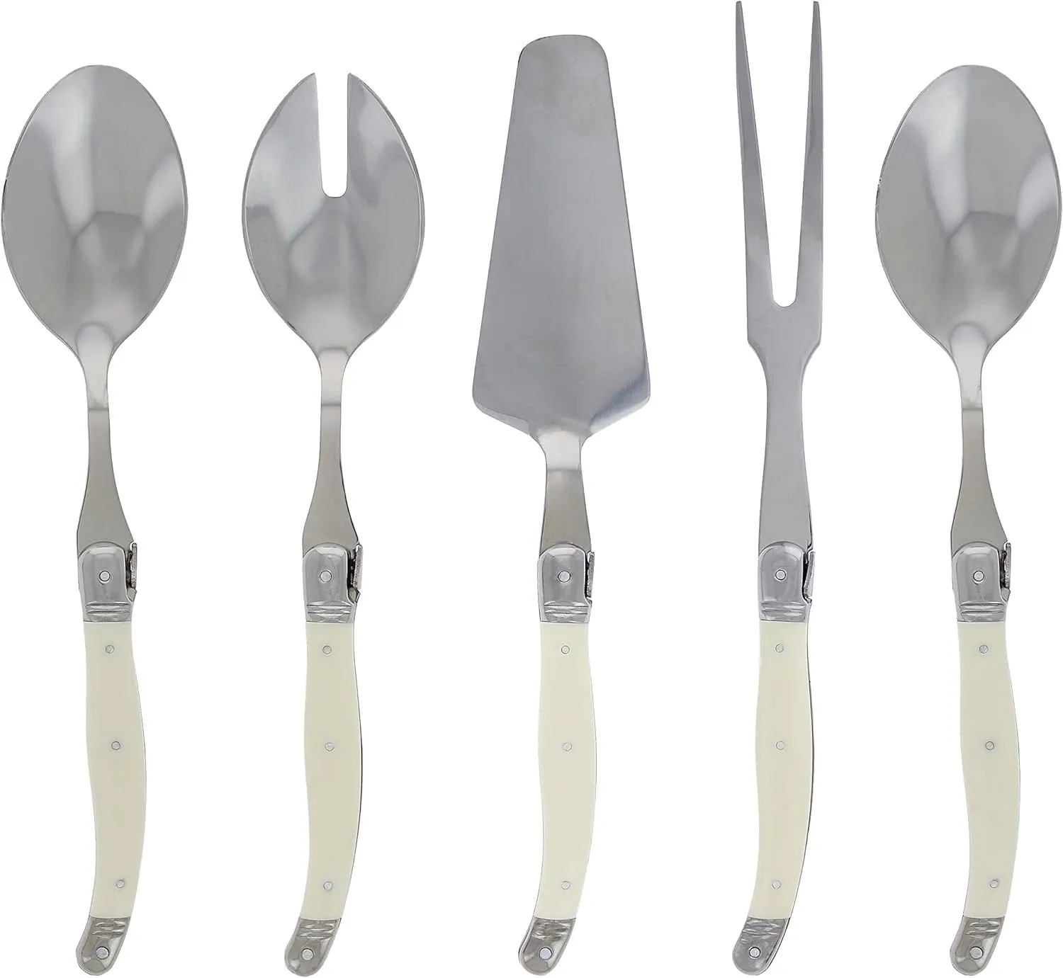 French Home Laguiole Hostess Set – 5-Piece Serving Utensils with Slotted Spoon, Spatula, Fork, and 2 Spoons – Elegant and Versatile Laguiole Flatware Set