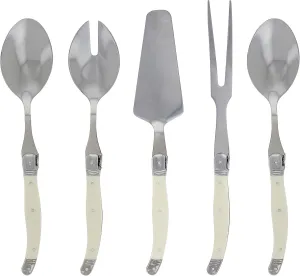 French Home Laguiole Hostess Set – 5-Piece Serving Utensils with Slotted Spoon, Spatula, Fork, and 2 Spoons – Elegant and Versatile Laguiole Flatware Set