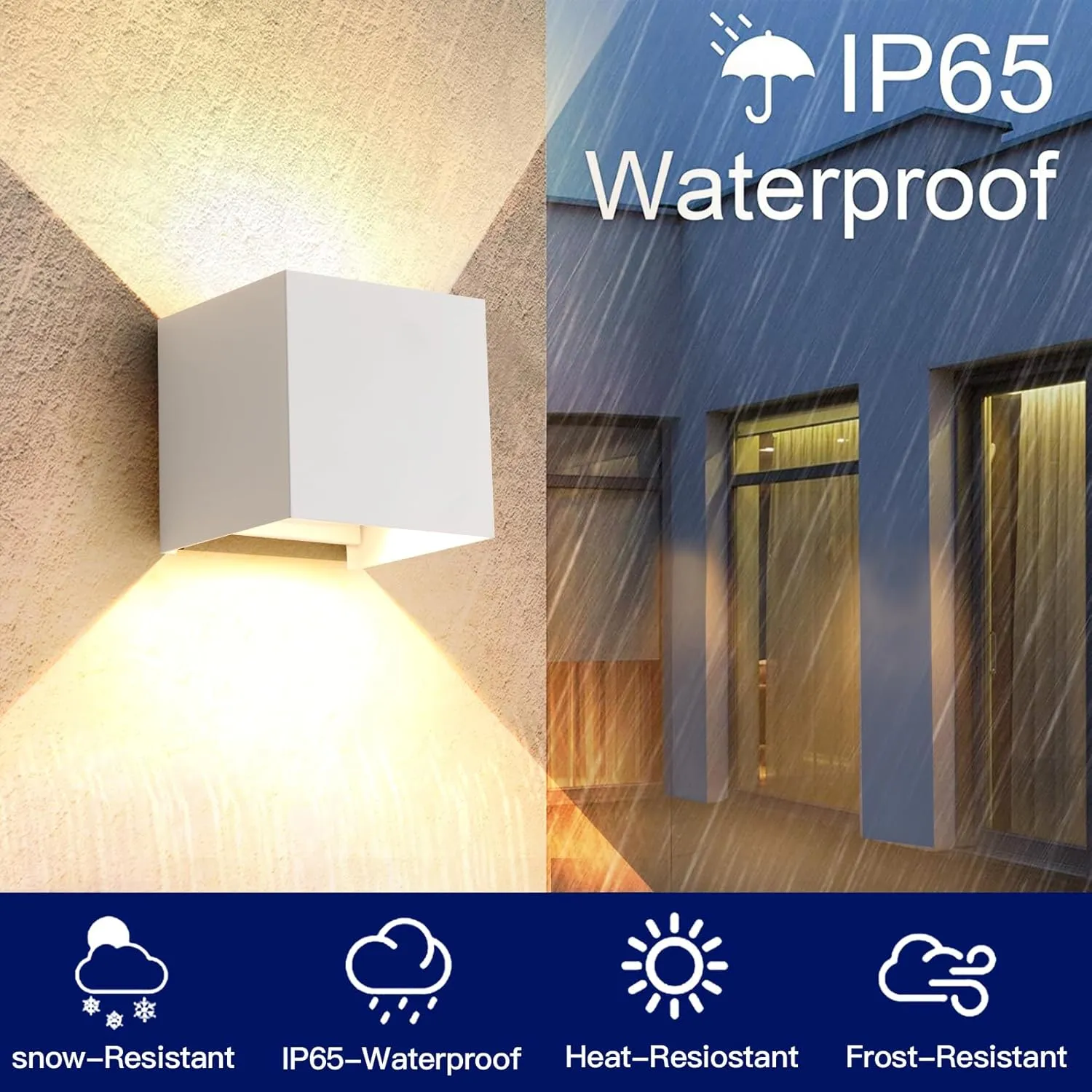 FUPE 15W Led White Outdoor Wall Sconces Light Fixtures Modern Exterior/Interior Waterproof Porch Wall Mounted Lighting Outside Wall Lamps for Garden Shop Yard Patio Home Entryway Park Staircase