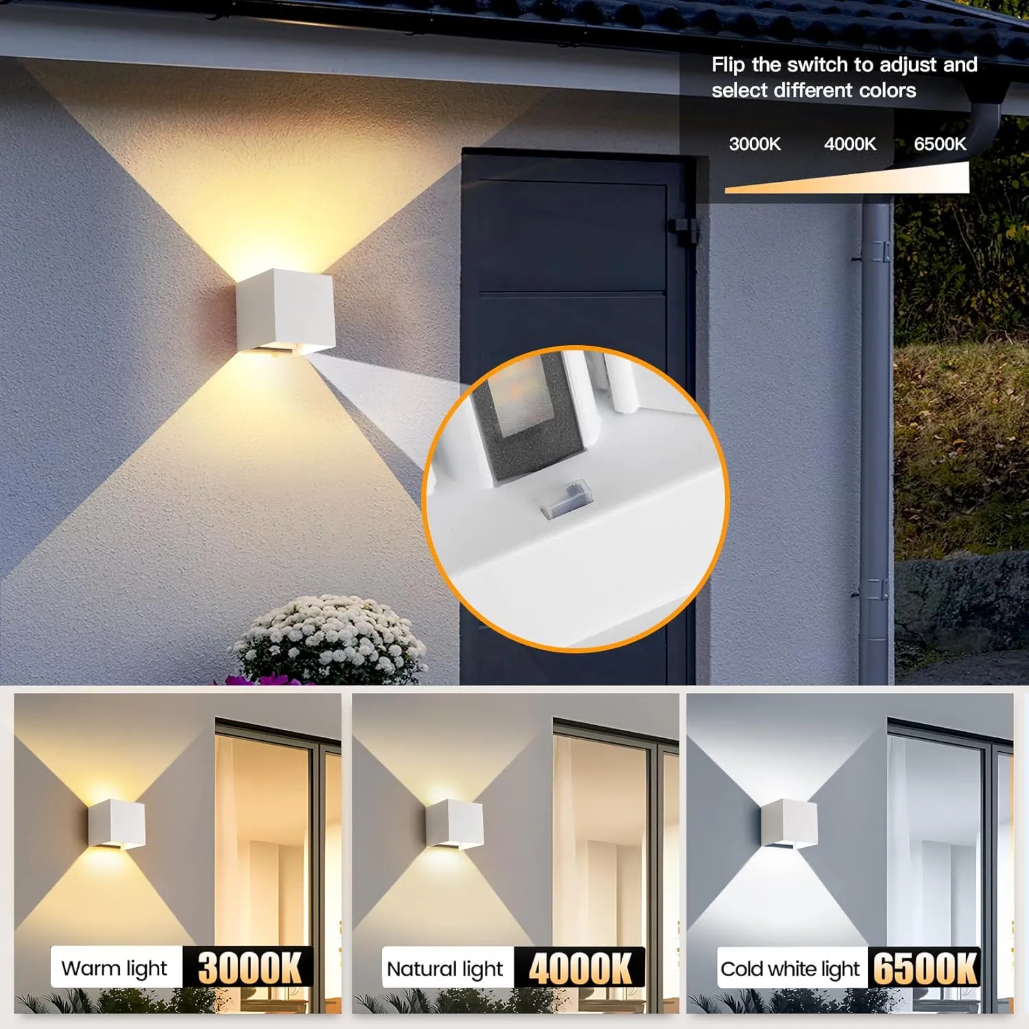 FUPE 15W Led White Outdoor Wall Sconces Light Fixtures Modern Exterior/Interior Waterproof Porch Wall Mounted Lighting Outside Wall Lamps for Garden Shop Yard Patio Home Entryway Park Staircase