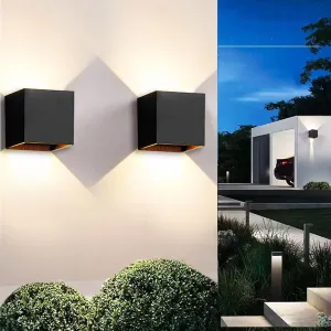 FUPE 2Pack 15W Led Black Outdoor Wall Sconces Light Fixtures Modern Exterior/Interior Waterproof Porch Wall Mounted Lighting Outside Wall Lamps for Garden Shop Yard Patio Home Entryway Park Staircase