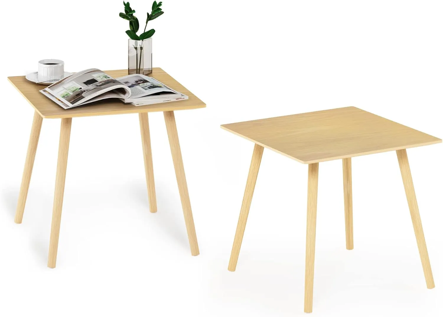 Furinno Decorative Hallway End Table, Set of 2, Oak