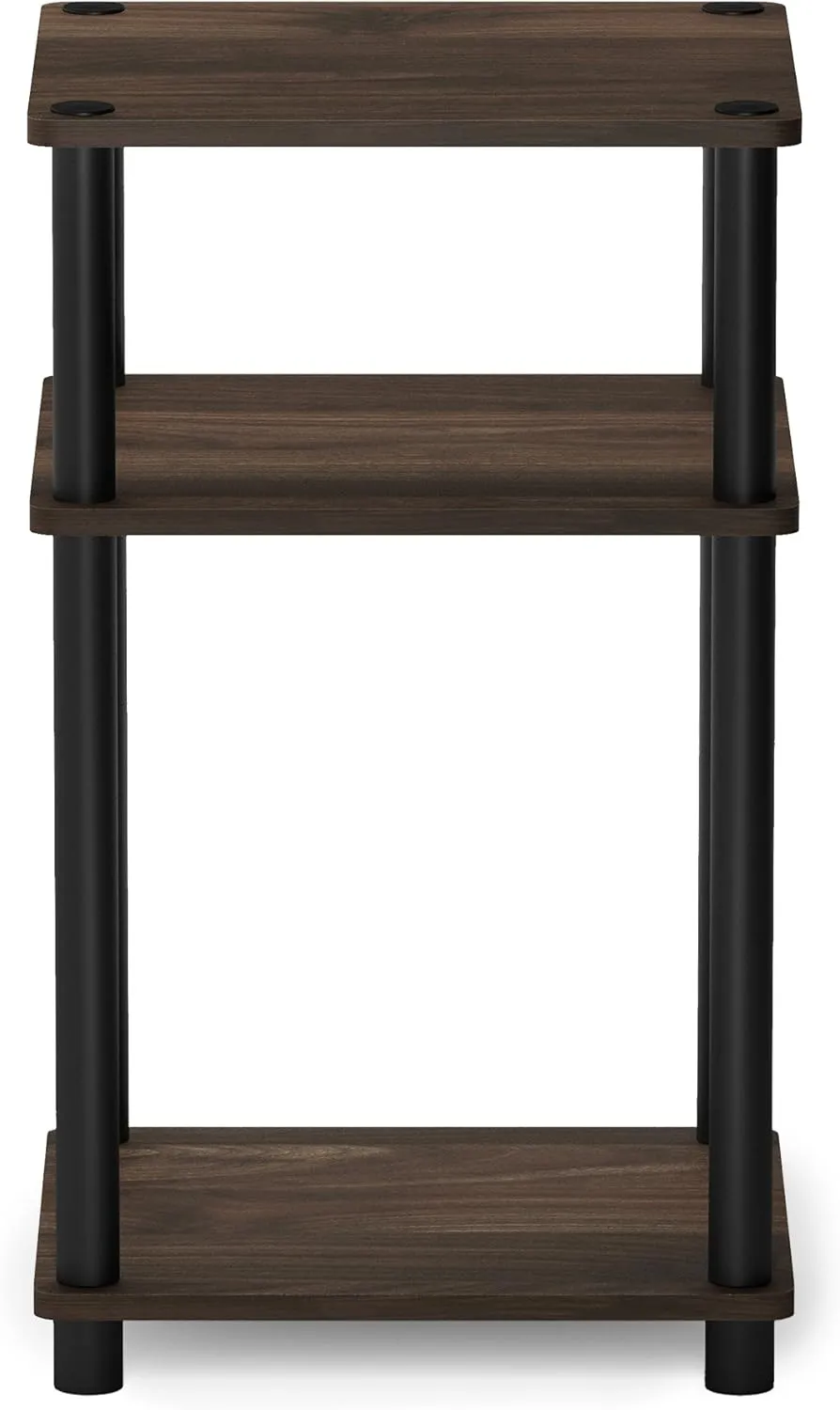 Furinno Just 3-Tier Turn-N-Tube End Table / Side Table / Night Stand / Bedside Table with Plastic Poles, 1-Pack, Columbia Walnut/Black