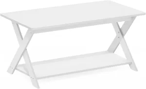Furinno Modern Simplistic Criss-Crossed Coffee Table, White
