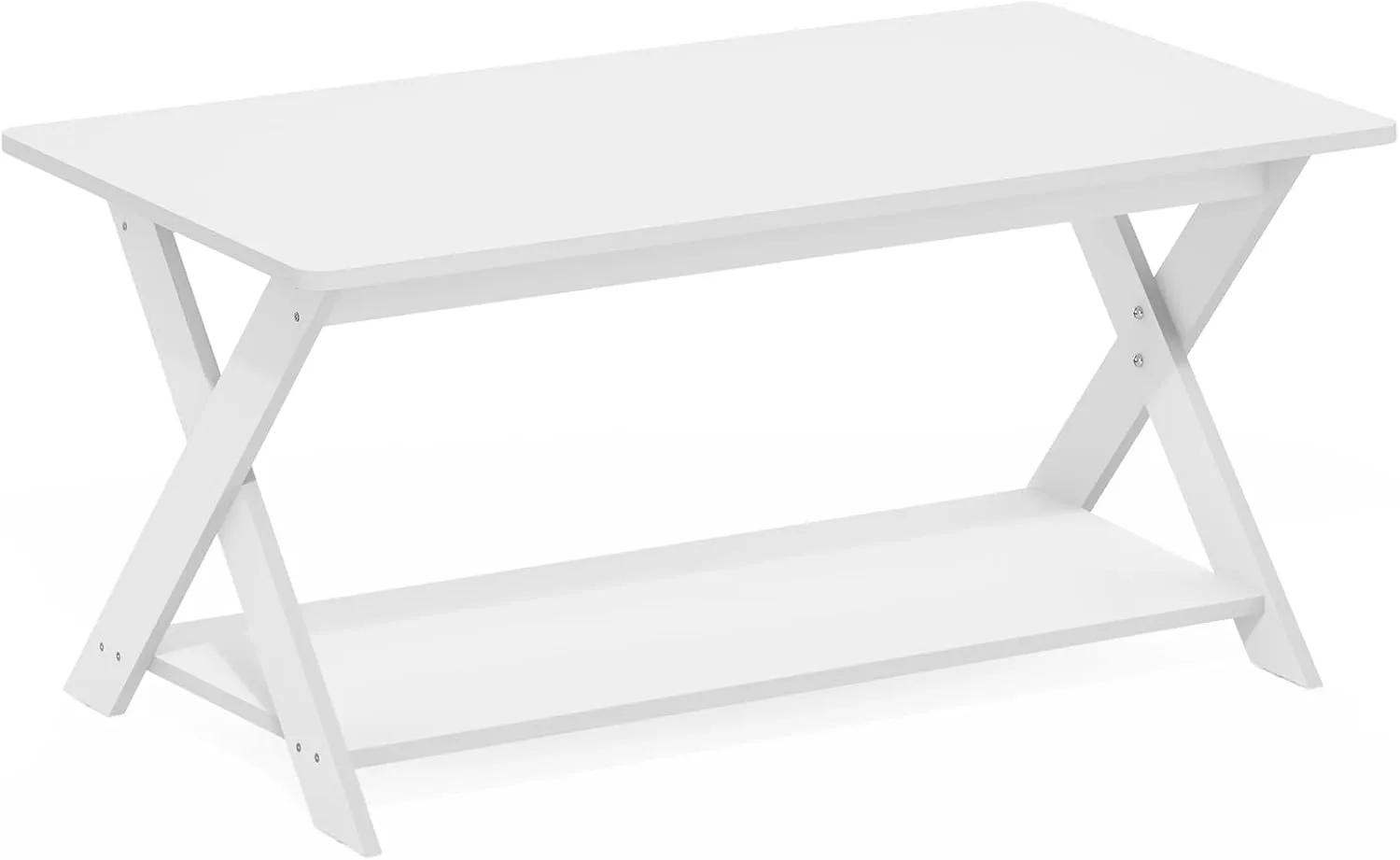 Furinno Modern Simplistic Criss-Crossed Coffee Table, White