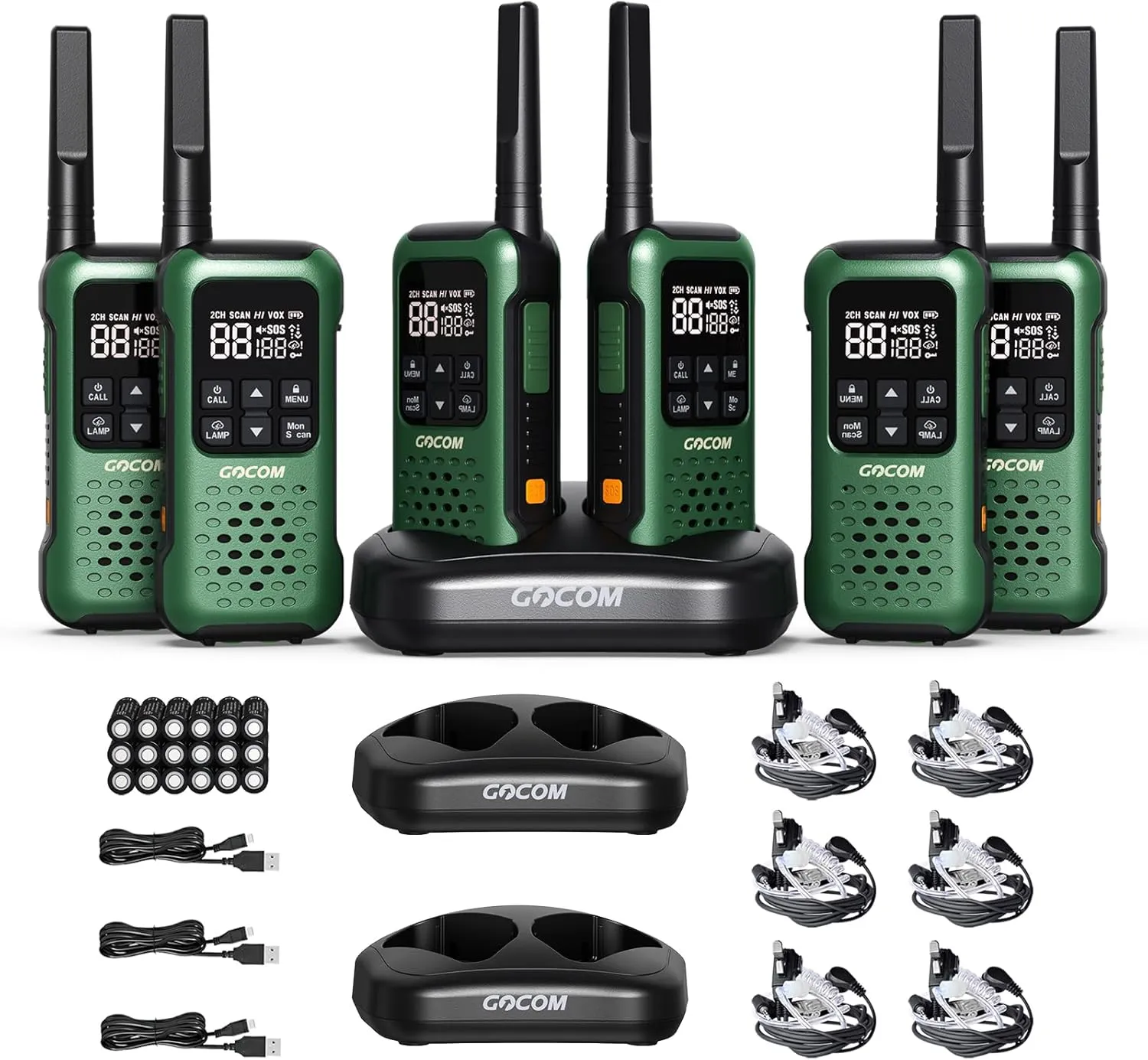 G9 IP67 Waterproof Two Way Radios, 2 Way radios Outdoor Adventure NOAA Weather Alert & SOS Emergency Lamp Adult Walkie Talkies Long Range Rechargeable (G9-6 Pack)