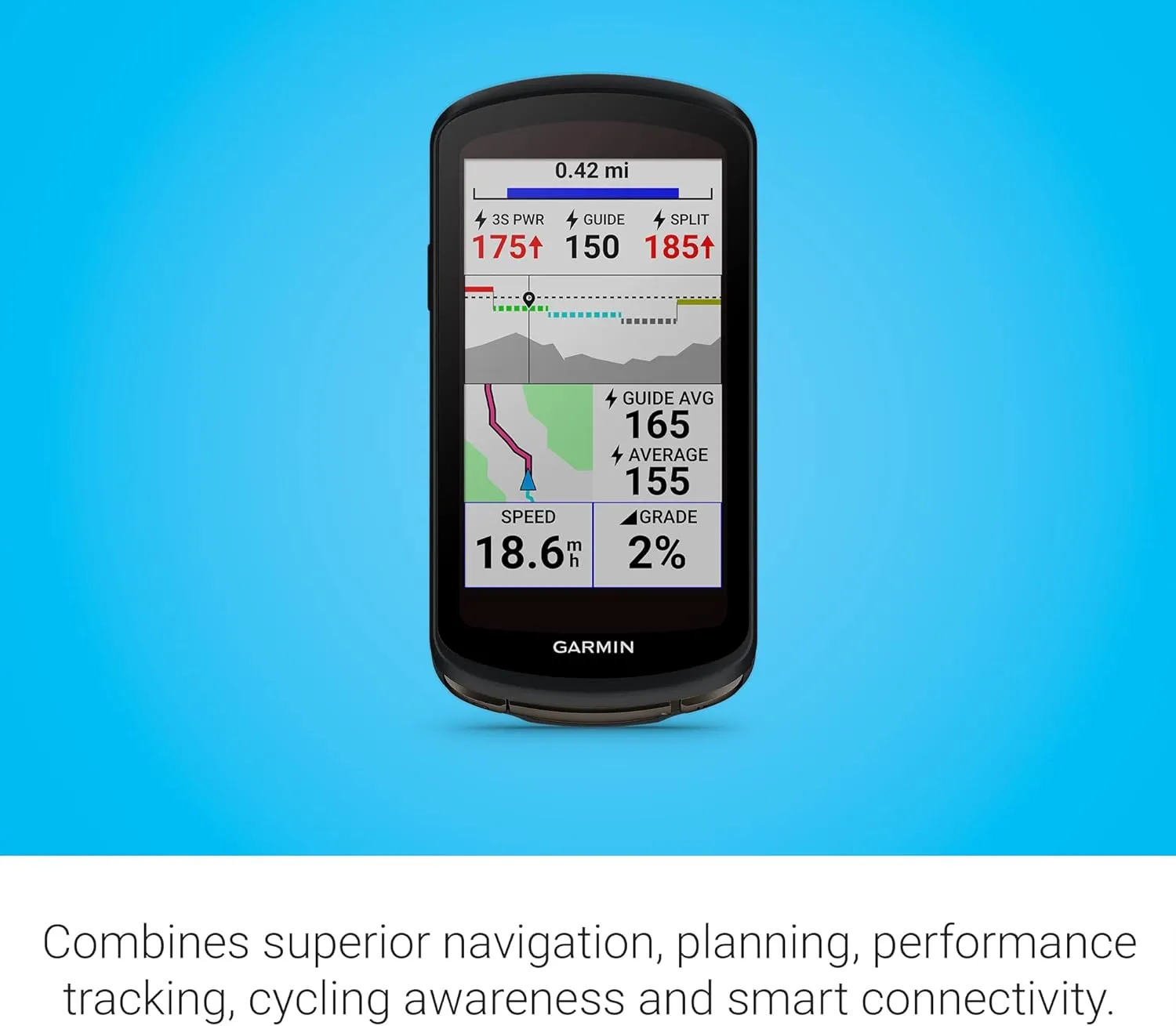 Garmin Edge® 1040 Solar, GPS Bike Computer with Solar Charging Capabilities, On and Off-Road, Spot-On Accuracy, Long-Lasting Battery, Device Only