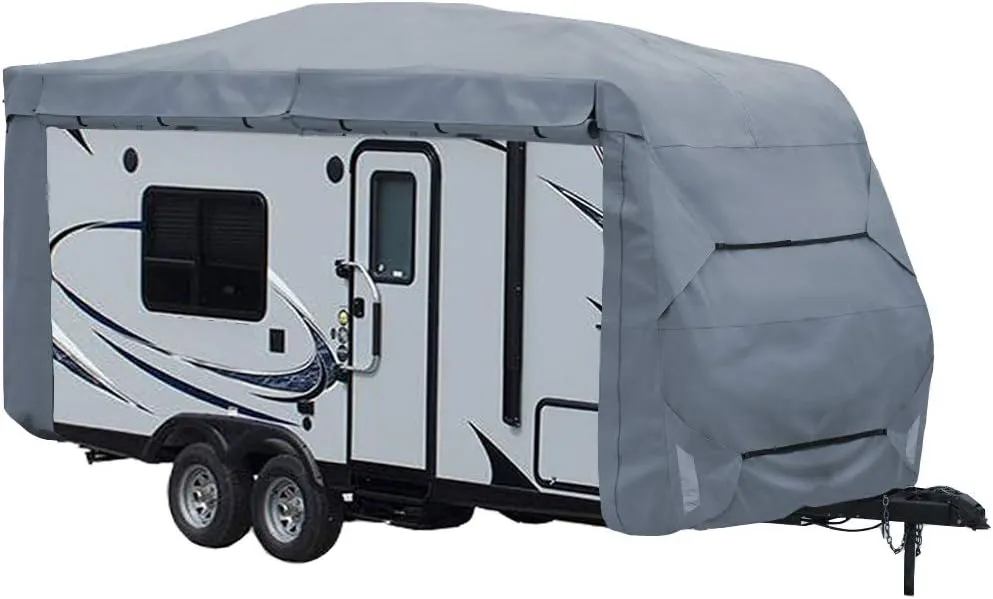 GEARFLAG Travel Trailer Cover for Motorhome Multi-Layers fits 17' - 19' with Reinforced Windproof Side-Straps Anti-UV Water-Resistance Heavy Duty (Fits 17' - 19') - Ideal for rv & Trailer Covers