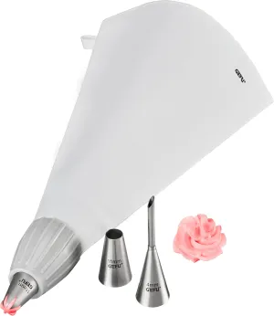 GEFU Deco Piping Bag Set of 5 , Silver
