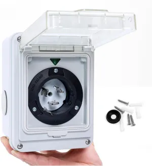 Generator Plug Box 50 Amp 3 Prong Twist Lock Plug Male Inlet Box NEMA SS 2-50P Pre Drilled 50 Amp Generator Power Inlet with Green Indicator Light,for Home Emergency Generator Setup,50A 125/250V