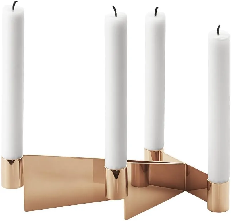 Georg Jensen Urkiola Candleholder, Stainless Steel and Pvd, 19.5 x 14.8 x 7 cm, Steel Silver