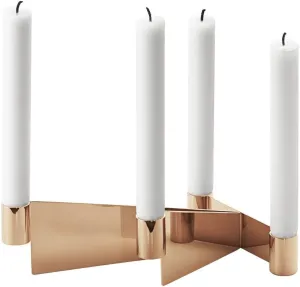 Georg Jensen Urkiola Candleholder, Stainless Steel and Pvd, 19.5 x 14.8 x 7 cm, Steel Silver