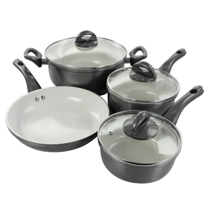 Gibson Home Hestonville 7 Piece Aluminum Nonstick Cookware Set in Grey with Bake