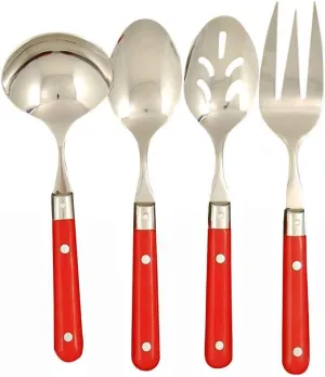 Ginkgo International Le Prix 4-Piece Stainless Steel Hostess Serving Set, Milano Red