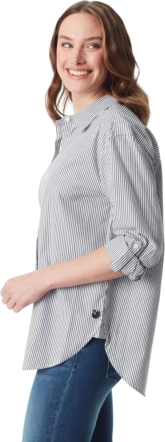 Gloria Vanderbilt Women's Amanda Oversized Button Down Shirt with Roll-tab Sleeves